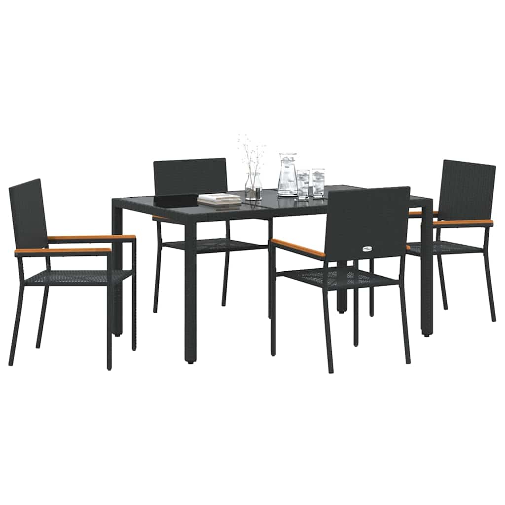 Have Spisebordssæt 5 pcs Sort polyrattan
