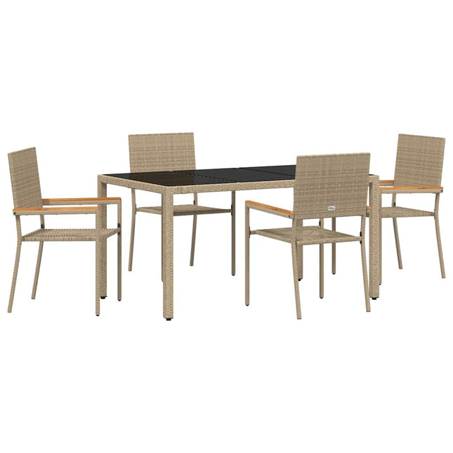 Have Spisebordssæt 5 stk. Beige polyrattan