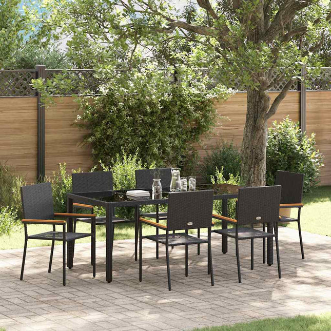 Have Spisebordssæt 7 stk. Sort polyrattan