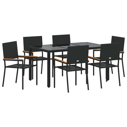 Have Spisebordssæt 7 pcs Sort polyrattan