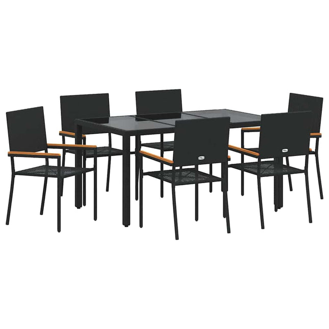 Have Spisebordssæt 7 stk. Sort polyrattan