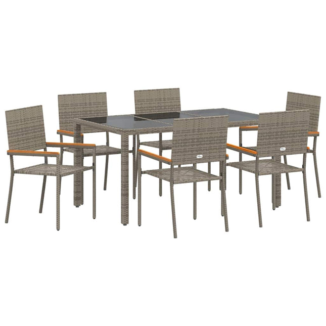 Have Spisebordssæt 7 stk. Grå polyrattan