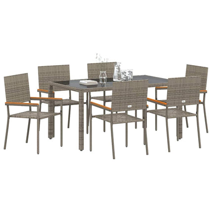 Have Spisebordssæt 7 pcs Grå polyrattan