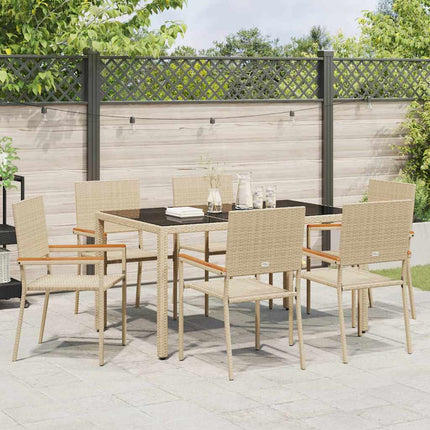 Have Spisebordssæt 7 pcs Beige polyrattan