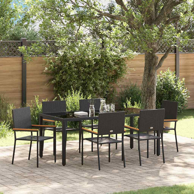 Have Spisebordssæt 7 stk. Sort polyrattan