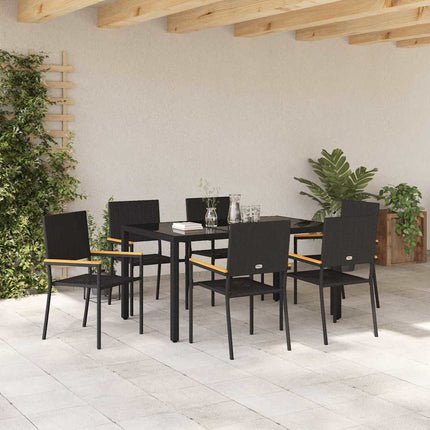 Have Spisebordssæt 7 stk. Sort polyrattan