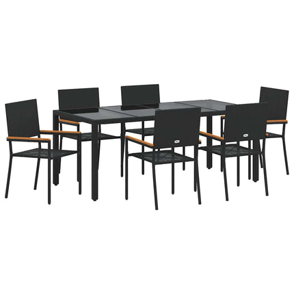 Have Spisebordssæt 7 stk. Sort polyrattan