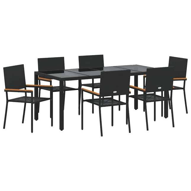 Have Spisebordssæt 7 stk. Sort polyrattan