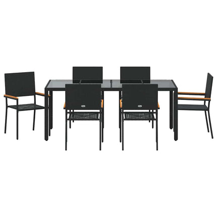 Have Spisebordssæt 7 stk. Sort polyrattan