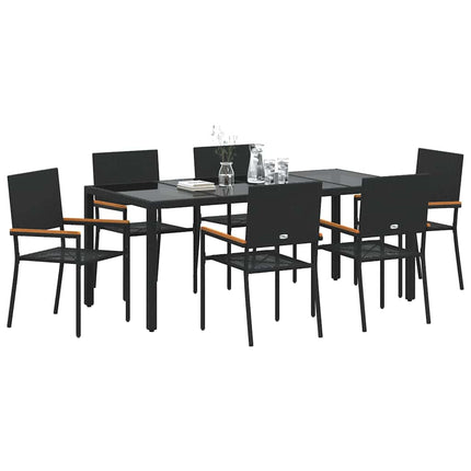 Have Spisebordssæt 7 stk. Sort polyrattan