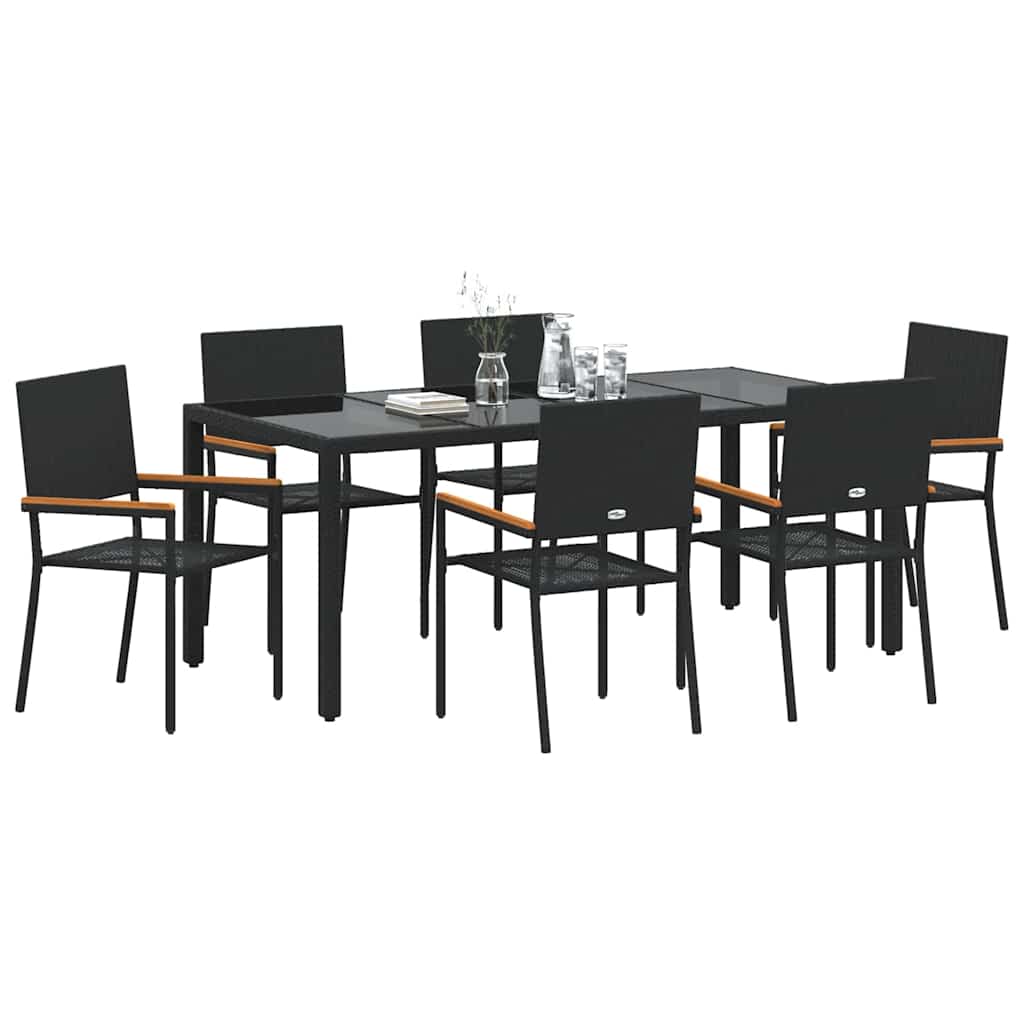 Have Spisebordssæt 7 pcs Sort polyrattan