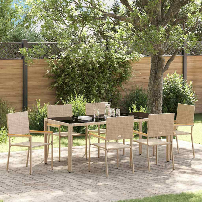 Have Spisebordssæt 7 stk. Beige polyrattan