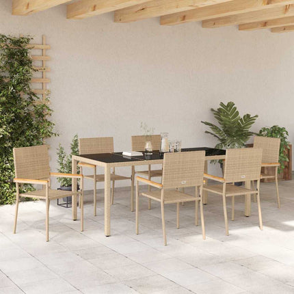 Have Spisebordssæt 7 pcs Beige polyrattan