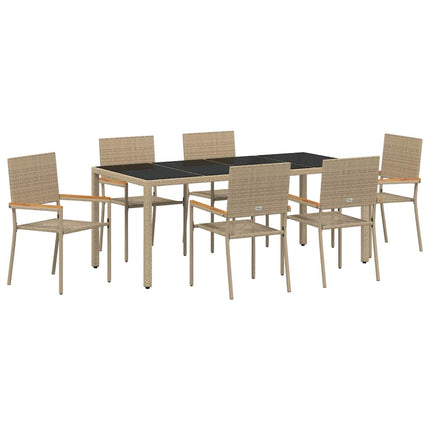 Have Spisebordssæt 7 pcs Beige polyrattan