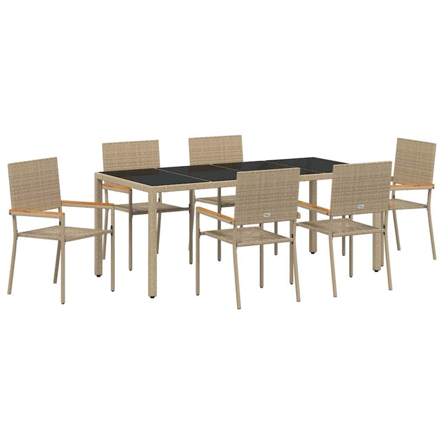 Have Spisebordssæt 7 stk. Beige polyrattan
