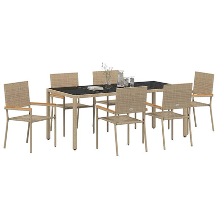 Have Spisebordssæt 7 pcs Beige polyrattan