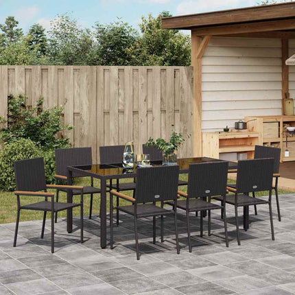 Have Spisebordssæt 9 pcs Sort polyrattan