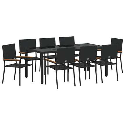 Have Spisebordssæt 9 pcs Sort polyrattan