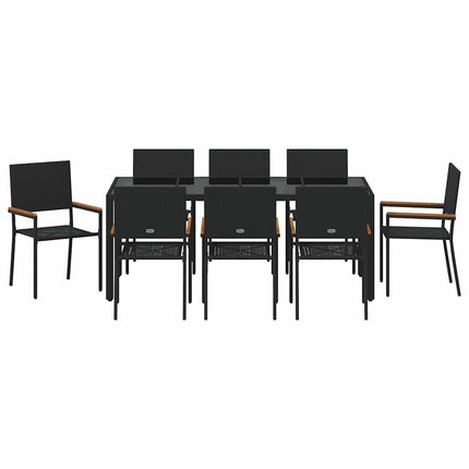 Have Spisebordssæt 9 pcs Sort polyrattan