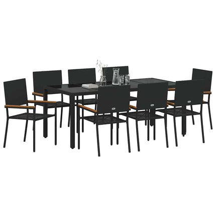Have Spisebordssæt 9 pcs Sort polyrattan