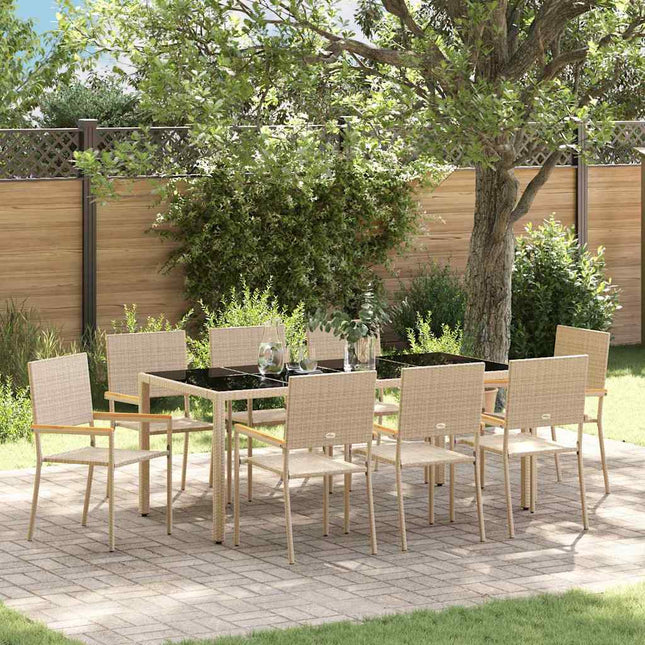 Have Spisebordssæt 9 stk. Beige polyrattan