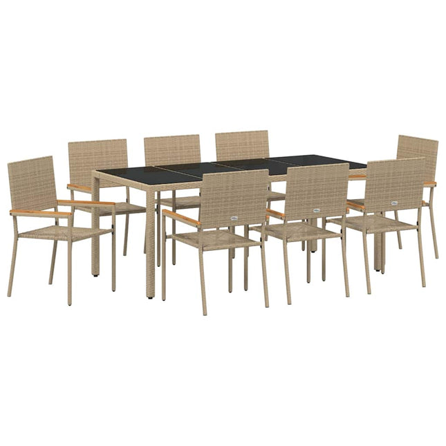 Have Spisebordssæt 9 stk. Beige polyrattan