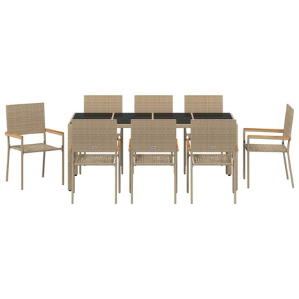 Have Spisebordssæt 9 pcs Beige polyrattan