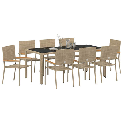 Have Spisebordssæt 9 pcs Beige polyrattan