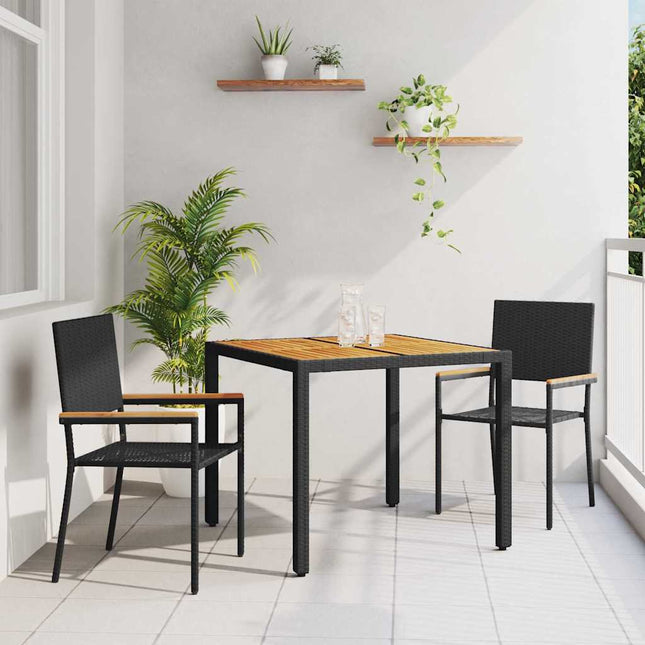 Have Spisebordssæt 3 stk. Sort polyrattan