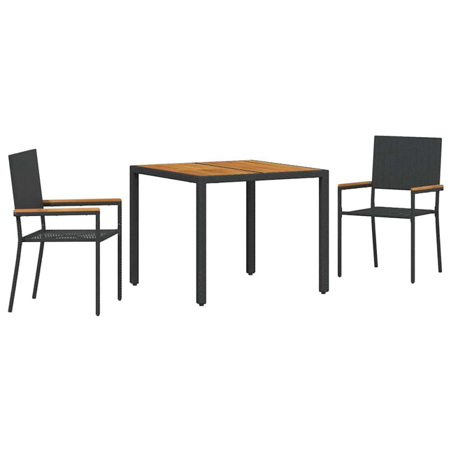Have Spisebordssæt 3 stk. Sort polyrattan