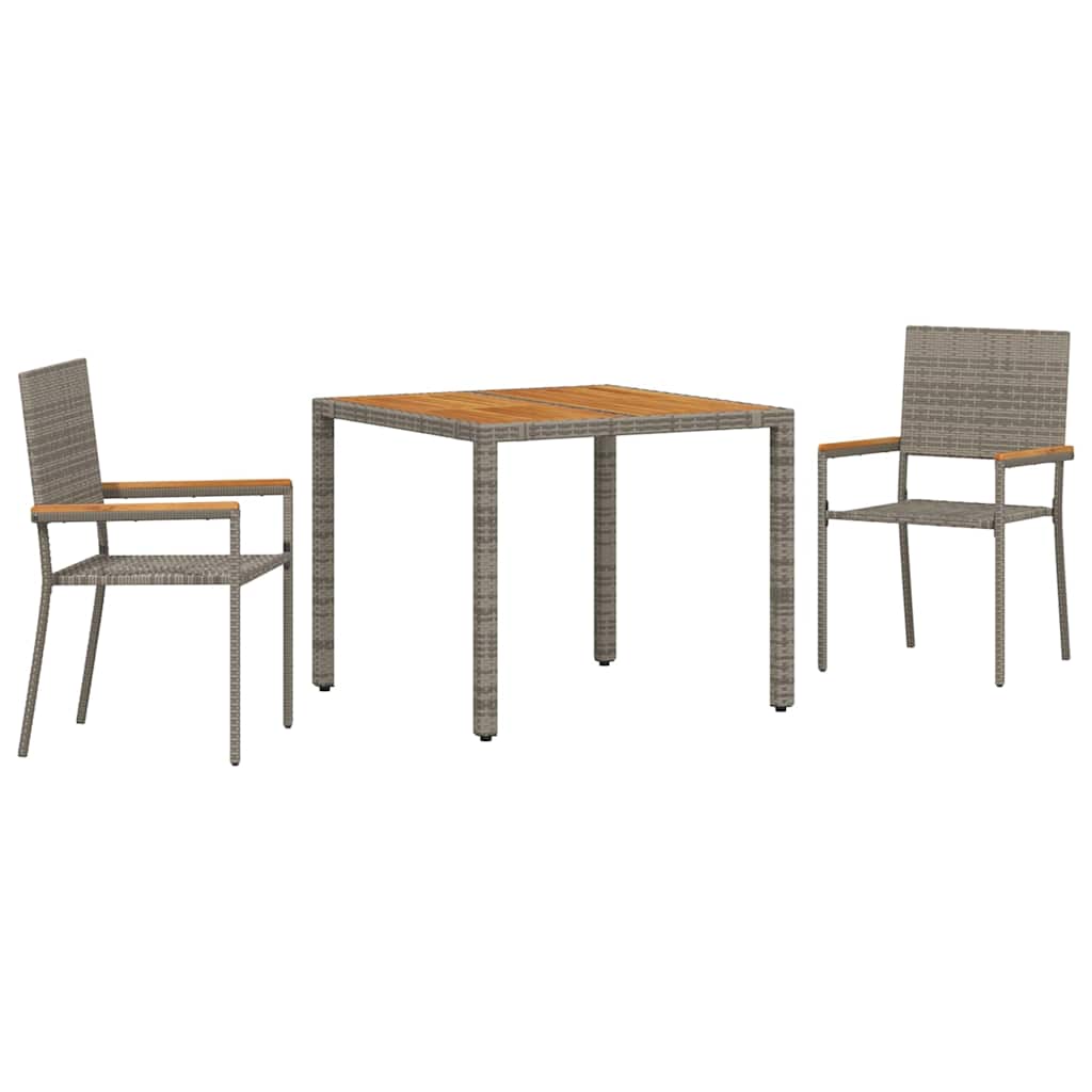 Have Spisebordssæt 3 pcs Grå polyrattan