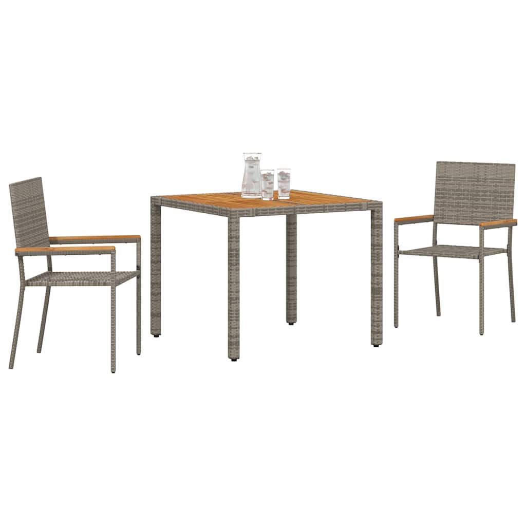 Have Spisebordssæt 3 pcs Grå polyrattan