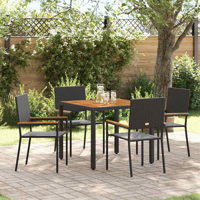 Have Spisebordssæt 5 stk. Sort polyrattan