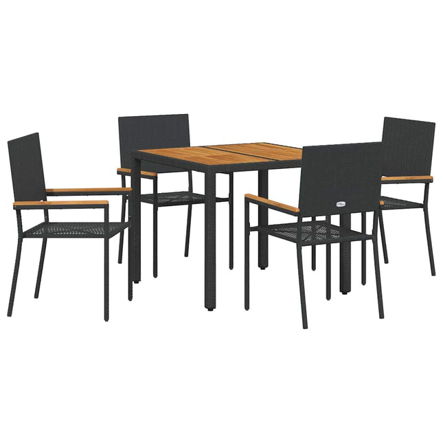 Have Spisebordssæt 5 stk. Sort polyrattan