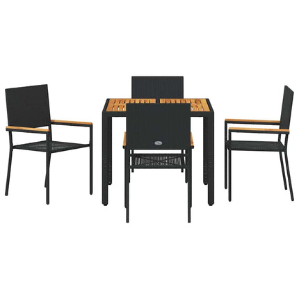 Have Spisebordssæt 5 stk. Sort polyrattan
