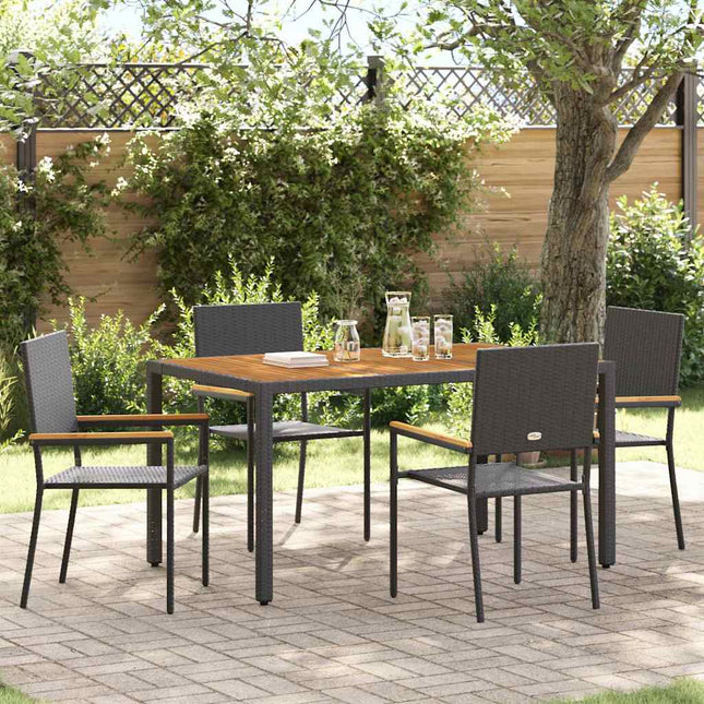 Have Spisebordssæt 5 stk. Sort polyrattan