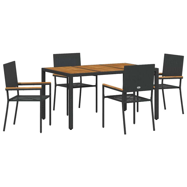 Have Spisebordssæt 5 stk. Sort polyrattan