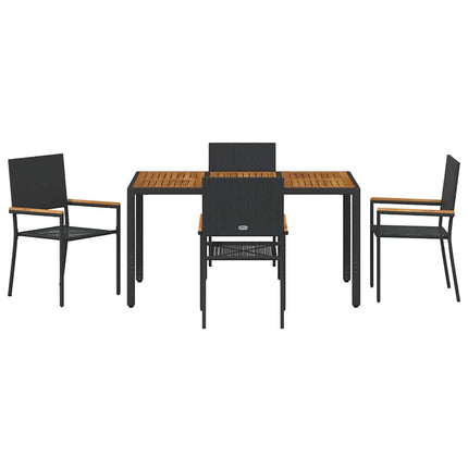Have Spisebordssæt 5 pcs Sort polyrattan