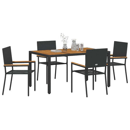 Have Spisebordssæt 5 pcs Sort polyrattan
