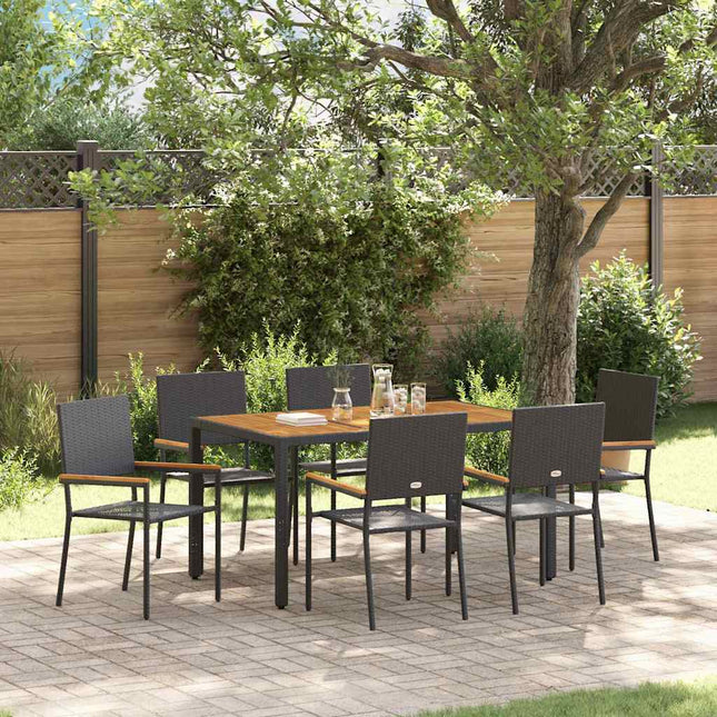 Have Spisebordssæt 7 stk. Sort polyrattan