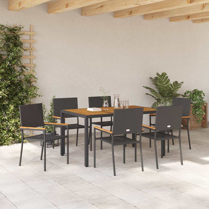 Have Spisebordssæt 7 stk. Sort polyrattan