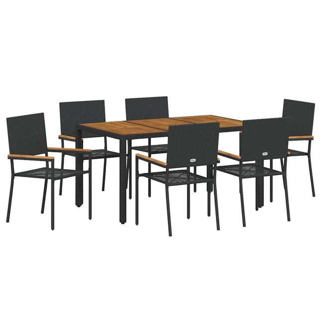 Have Spisebordssæt 7 stk. Sort polyrattan
