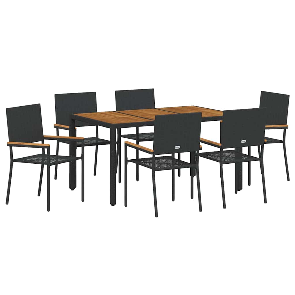 Have Spisebordssæt 7 pcs Sort polyrattan