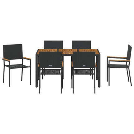 Have Spisebordssæt 7 stk. Sort polyrattan