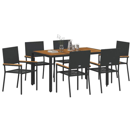 Have Spisebordssæt 7 stk. Sort polyrattan