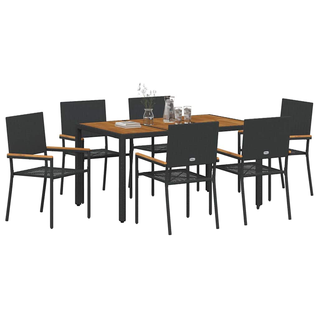 Have Spisebordssæt 7 pcs Sort polyrattan