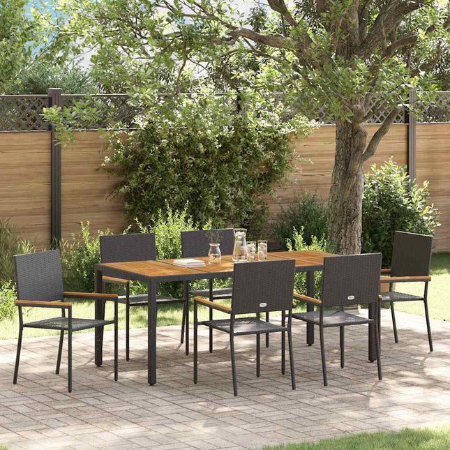 Have Spisebordssæt 7 stk. Sort polyrattan