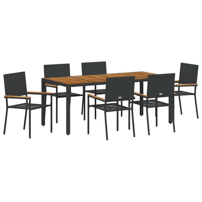 Have Spisebordssæt 7 stk. Sort polyrattan