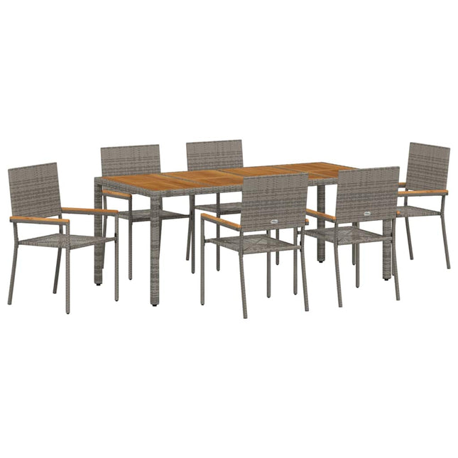 Have Spisebordssæt 7 stk. Grå polyrattan