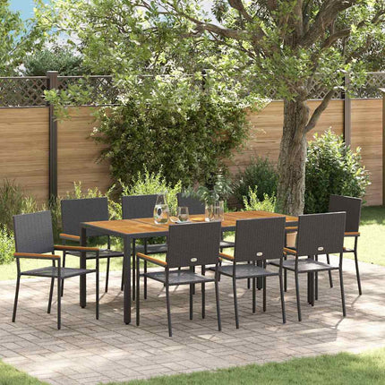 Have Spisebordssæt 9 pcs Sort polyrattan